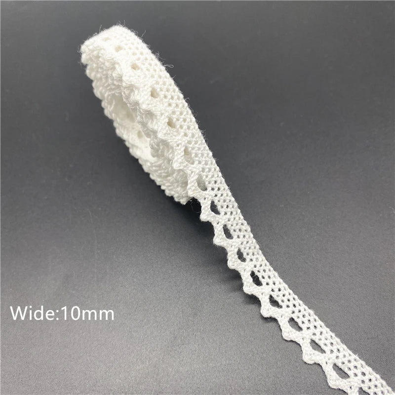 10mm-50mm 2 metri di nastro di pizzo di cotone 100% bianco per abbigliamento tessuto da cucito rifiniture in cotone all'uncinetto nastro di pizzo accessori fatti a mano