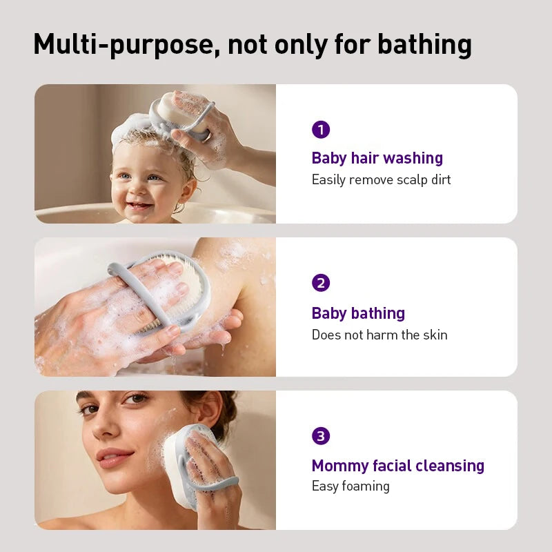 Philips Avent Spazzola per il lavaggio e il massaggio del bambino, doppia funzione, colore grigio nebbia, spazzola da bagno in morbido silicone per bambini da 0 a 12 anni