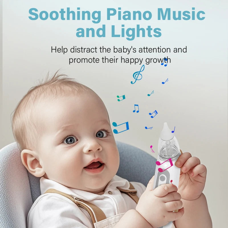 Aspiratore Nasale Elettrico per Neonati e Bambini, Pulitore Automatico del Naso con Musica e 3 Punte in Silicone