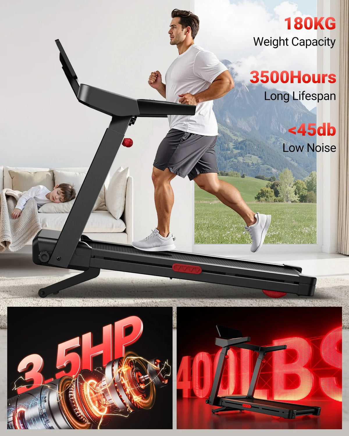 Tapis roulant pieghevole LONTEK L10 con inclinazione automatica del 20% e sensori di pulsazioni, 14 km/h. Questo tapis roulant compatto e pieghevole presenta un'inclinazione automatica del 20%, un motore silenzioso da 3,5 HP
