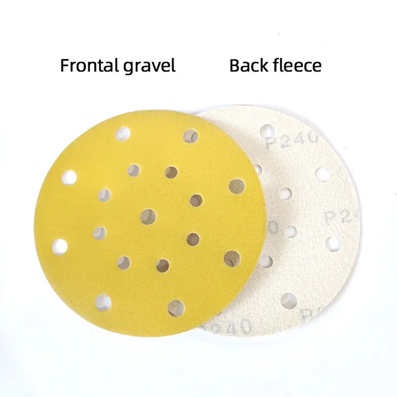Carta vetrata gialla da 6 pollici a 17 fori rotonda da 150 mm per levigatrice Festool Levigatura e lucidatura per auto Flockin abrasivo con sabbia 80-600