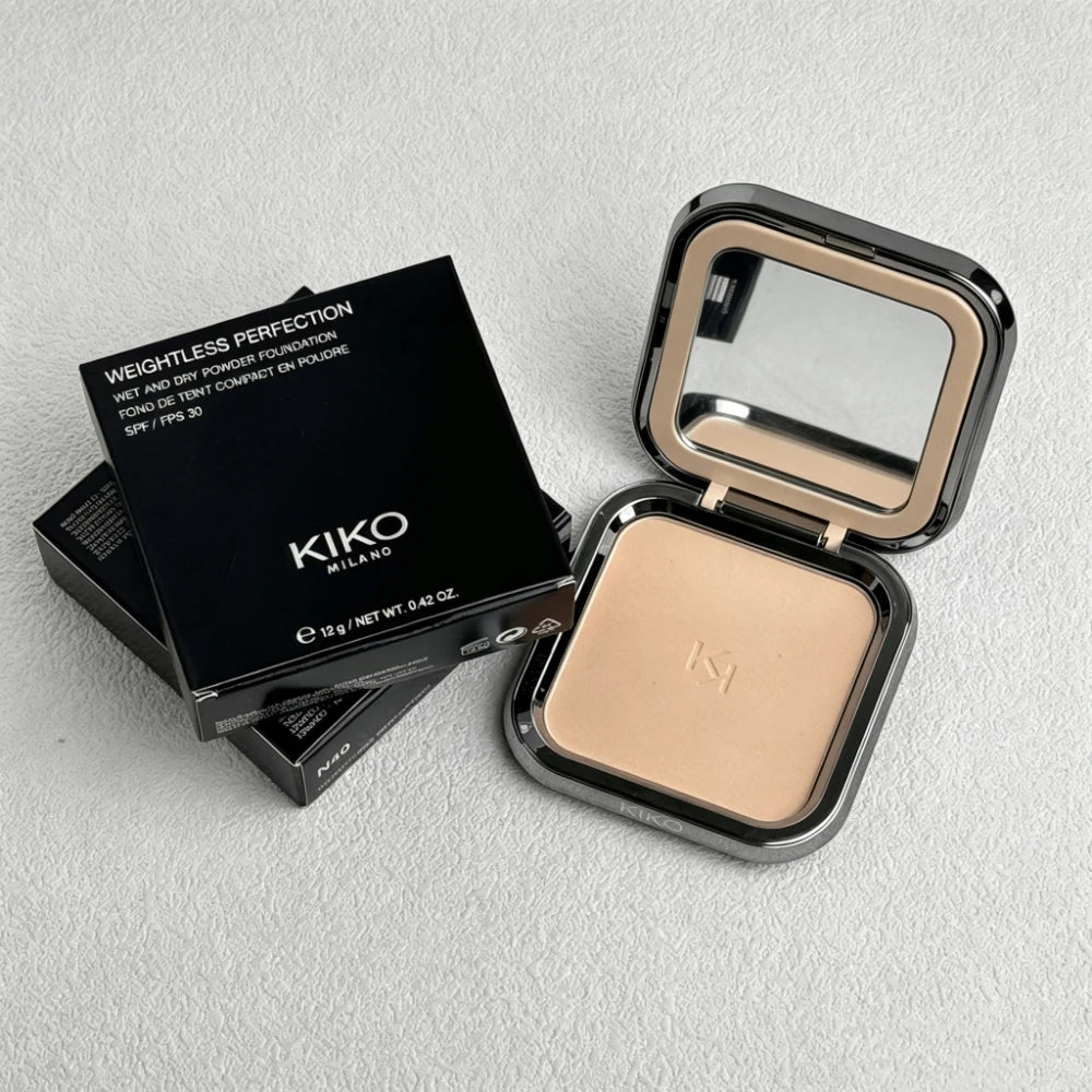 KIKO Matte Fusion Pressed Powder e Double Touch Lip Gloss 2 in 1 Set Trucco Viso e Labbra a Lunga Durata con Controllo dell'Olio, Specchio e Spugnetta
