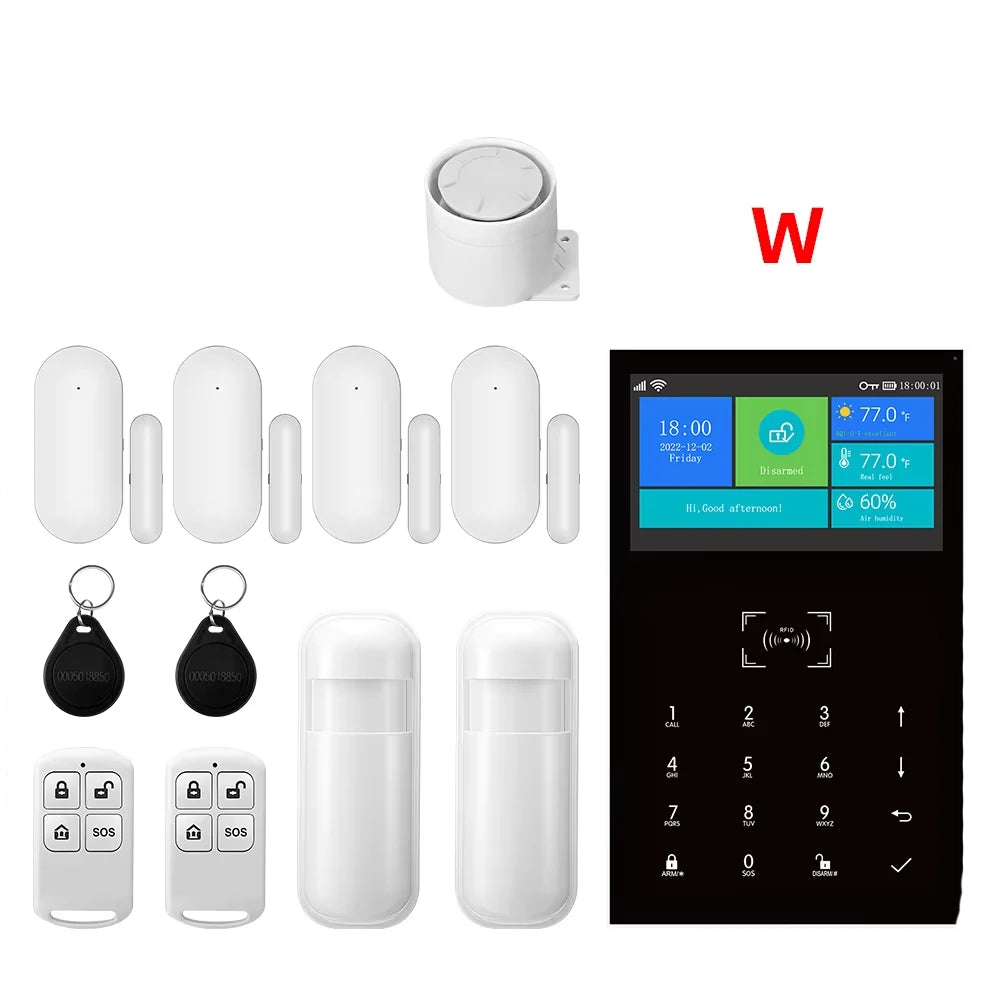 PG109 Sistema di Allarme Antifurto WiFi GSM da 4,3 Pollici per Casa, Compatibile con App Tuya, Controllo con Display della Temperatura