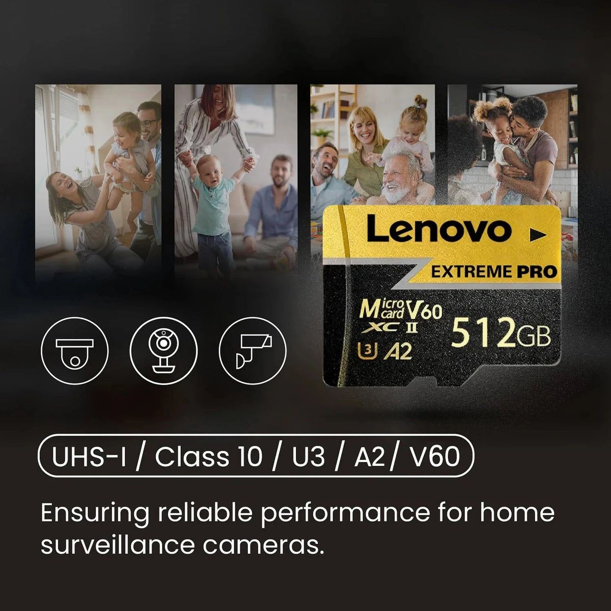 Scheda Micro SD Lenovo 1TB, Scheda di Memoria TF 256GB 512GB Classe 10 U3 A2 ad Alta Velocità per Registrazione Video 4K per Dash Cam, Fotocamera, Drone, Telefono