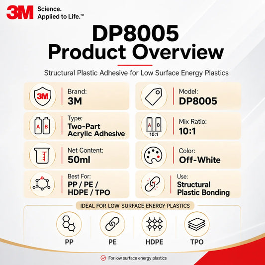Adesivo Acrilico Originale 3M DP8005 Scotch-Weld, Colla Strutturale per Plastica PP PE HDPE TPO e Materie Plastiche a Bassa Energia Superficiale
