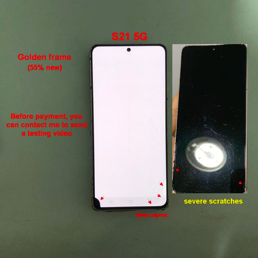 Display LCD Super AMOLED per Samsung S21 5G G990F G991F G991U G991B/DS, Schermo Touch Digitizer 6.2'' con Difetti, Ricambio Schermo