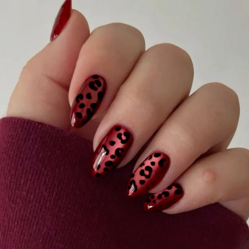 24 pezzi Stampa sulle unghie Design floreale Balletto di media lunghezza Unghie finte Moda Marrone Copertura completa Suggerimenti per manicure Set di unghie finte danneggiabili