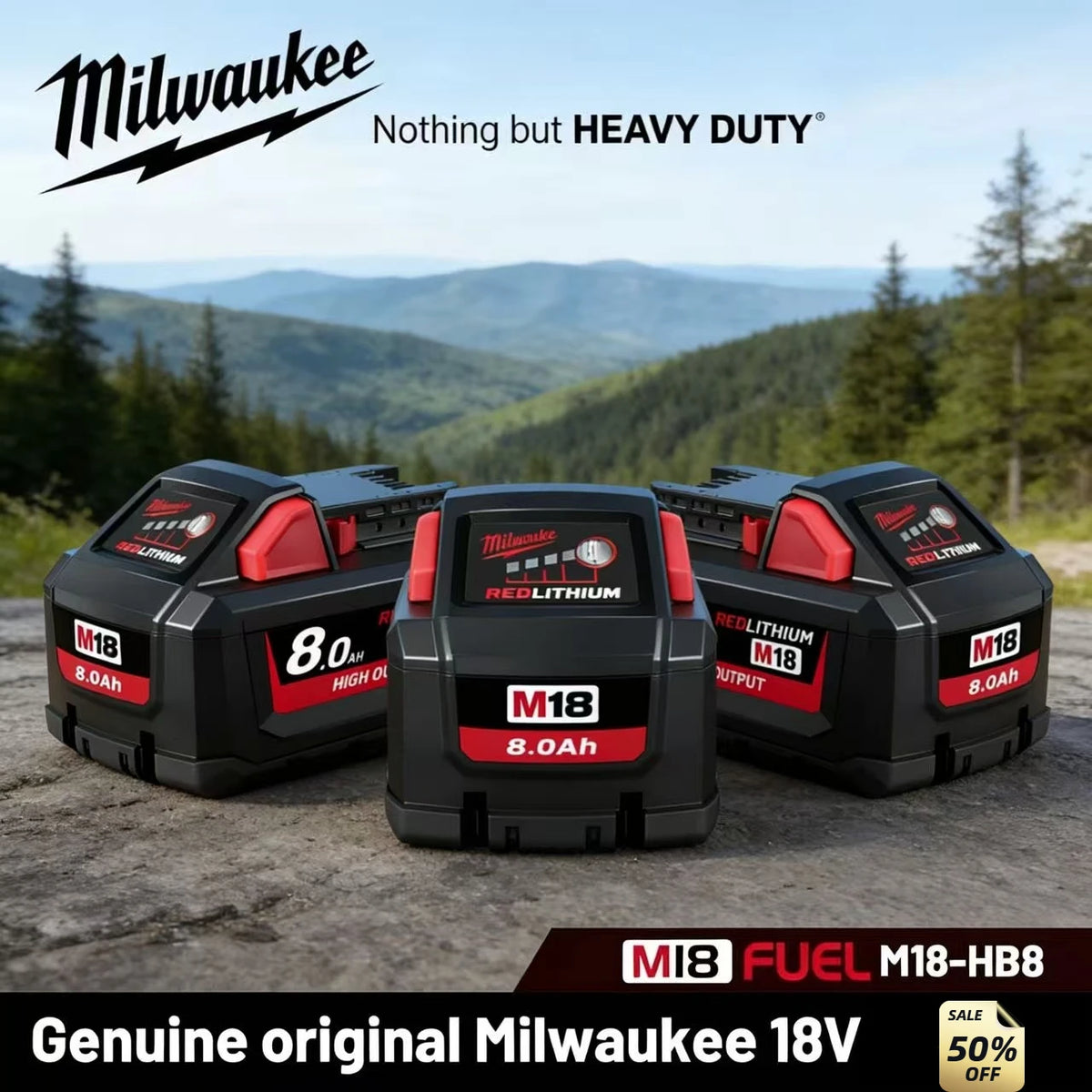 Nuova Batteria Milwaukee M18 8.0Ah ad Alta Potenza 18V Ricaricabile agli Ioni di Litio per Utensili Elettrici Cordless Milwaukee M18 Batteria 8Ah