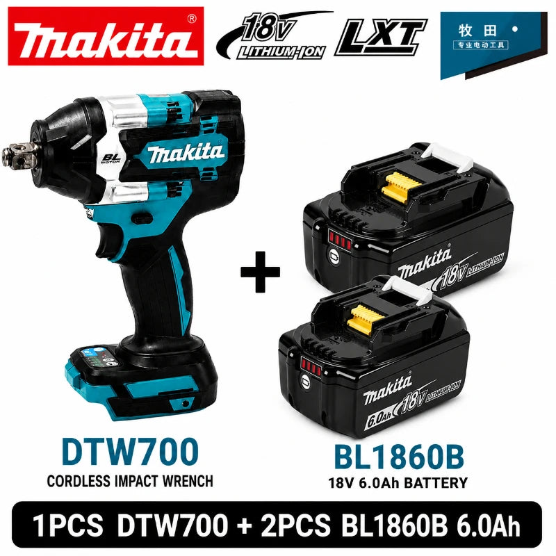 Avvitatore a impulsi Makita DTW700 18V senza fili, brushless, 700 Nm, professionale, con attacco quadrato da 1/2 pollice, velocità variabile, Auto-Stop, compatibile con batterie Makita LXT BL1830 BL1840 BL1850 BL1860B - Maga