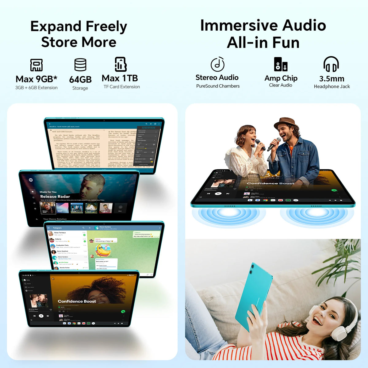 Teclast P33 Tablet Android 15 10.1" 9 GB di RAM (3 GB + 6 GB) 64 GB di ROM Allwinner A333 Custodia all-in-one/Tastiera/Mouse/Stilo/Cuffia