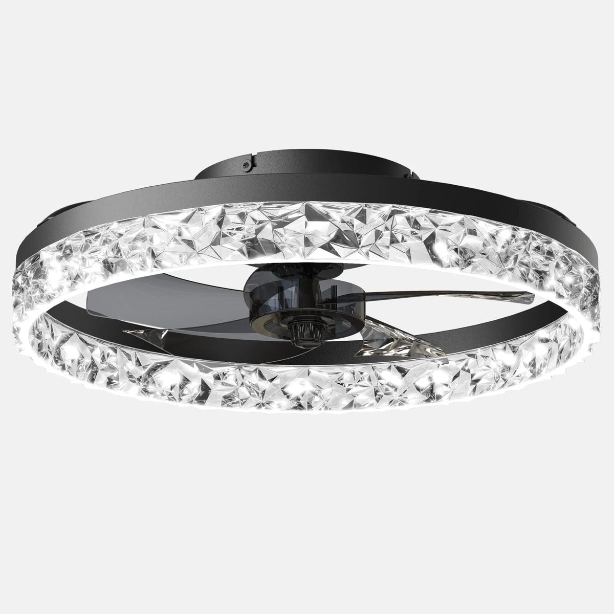 Ventilatore da Soffitto Intelligente con Lampada, Controllo Remoto e App, 6 Livelli di Vento, Dimmerabile, Nero Bianco 50CM, Ventilatore per Raffreddamento Domestico