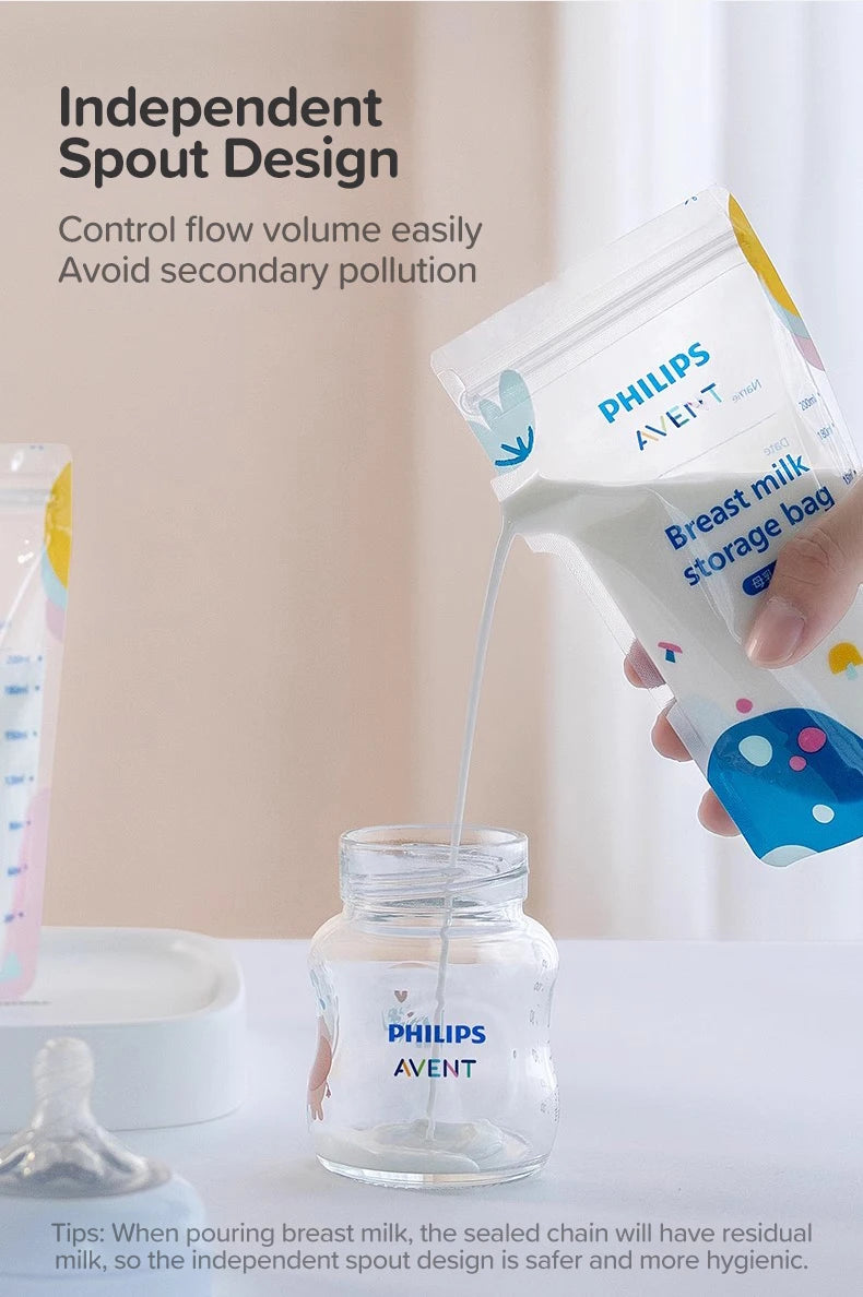 Avent Borsa per la conservazione del latte materno Borse per la conservazione del latte da 200 ml Allattamento al seno per la refrigerazione e la conservazione del latte materno, 30 pezzi