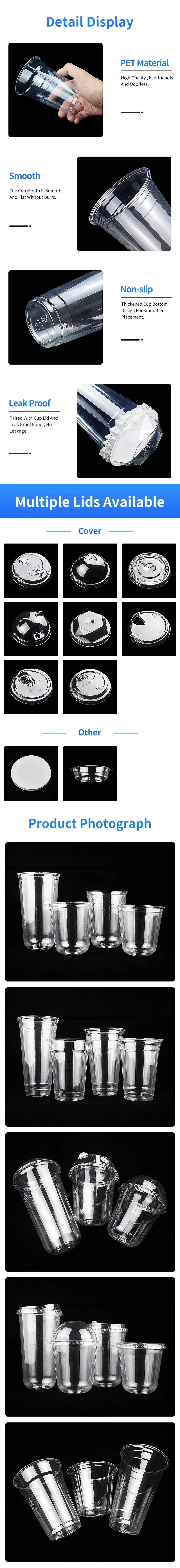 400ml 100% biodegradabile riciclabile trasparente usa e getta per bevande in plastica Pla tรจ al latte caffรจ tazza di liquido con cannuccia