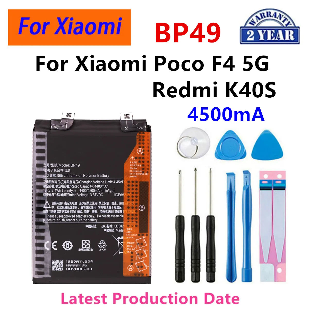 Batterie BP43 BP52 BP49 BP5G BN4F BM3E per Xiaomi Mi 8/Mix 4/Civi 5 Pro/Civi 4 Pro/Redmi Turbo 3/ K40S/Poco F6/F4