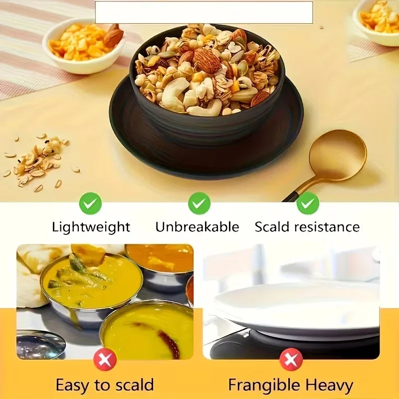 Set di Stoviglie in Plastica da 16/32 Pezzi, Include Piatti Piani, Piattini da Dessert, Ciotole e Tazze, per Uso Domestico e Ristorazione