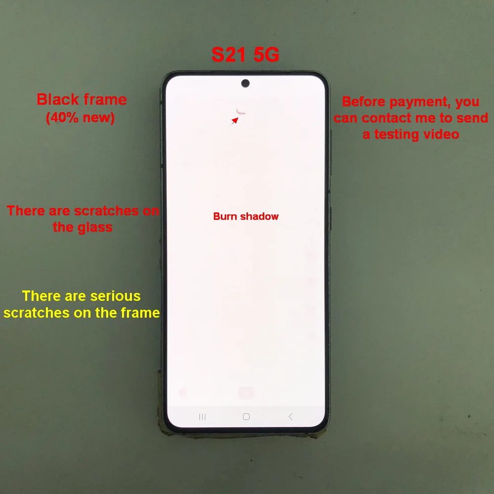 Display LCD Super AMOLED per Samsung S21 5G G990F G991F G991U G991B/DS, Schermo Touch Digitizer 6.2'' con Difetti, Ricambio Schermo