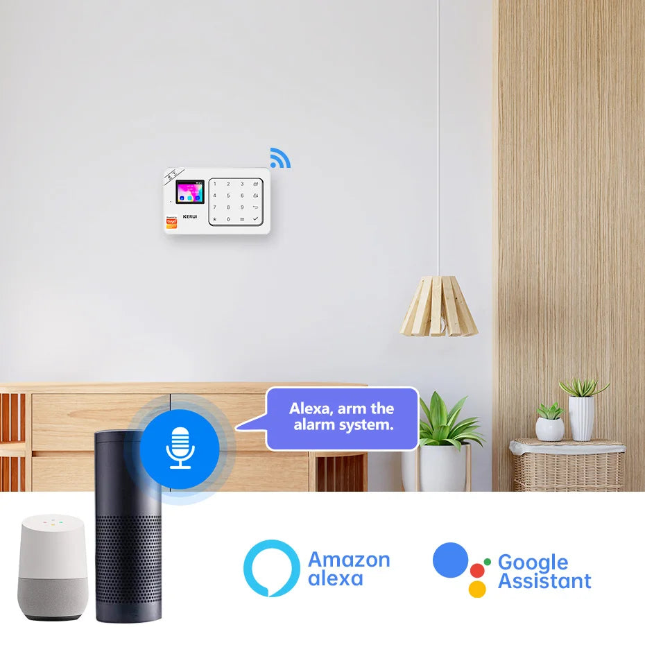 Kit Sistema di Allarme Domestico WIFI GSM KERUI Compatibile con Tuya, Allarme Antifurto Supporta Alexa Google, Sicurezza Wireless per Casa 433MHz