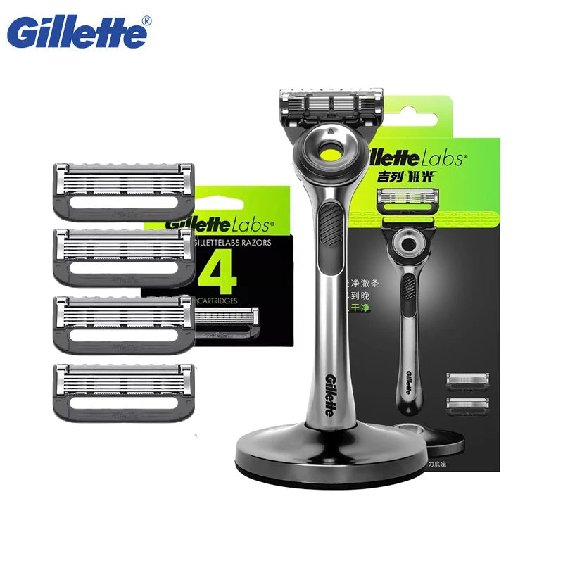 Gillette Labs Razor Aurora Series Flexdisc Rasoio da barba con lama a induzione a 5 strati per uomo con supporto