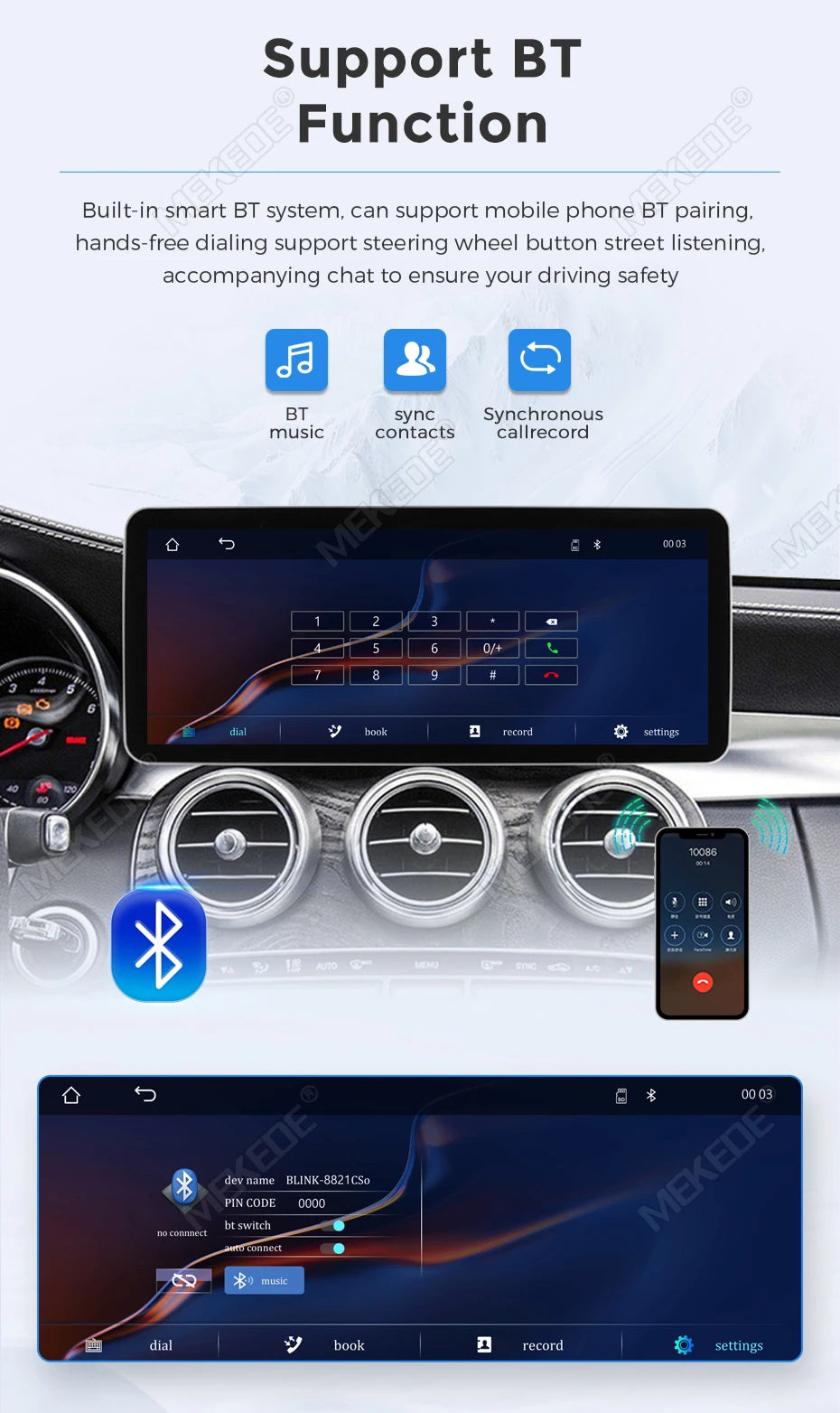 Mekede, schermo da 12,3 pollici, risoluzione 2K, sistema di navigazione GPS con CarPlay e Android Auto, autoradio multimediale con sistema operativo Linux per Mercedes Benz C W205, GLC X253, Classe V W447, lettore video 4K.