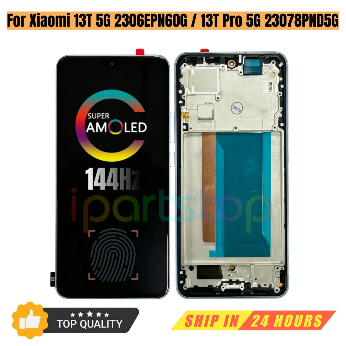 Display sostitutivo iParts per Xiaomi 13T 2306EPN60G 13T Pro 5G 23078PND5G 144Hz AMOLED Touch Screen con gruppo telaio OEM