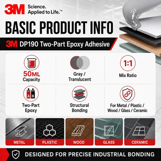 Adesivo Epossidico Originale 3M DP190 Scotch-Weld 50ML Grigio Traslucido 1:1 Colla Strutturale Bicomponente per Metallo e Plastica