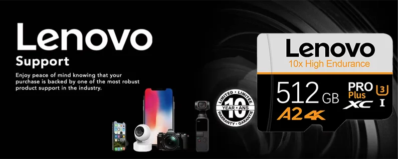 Scheda di memoria Micro SDXC UHS-I ad alta velocità Lenovo, 512 GB/1 TB, 256 GB, classe 10, V30, scheda TF Flash A2 per smartphone, fotocamere e droni.