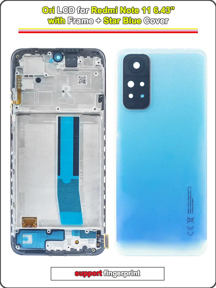 Display LCD da 6,43 pollici per Redmi Note 11 4G, ricambio digitalizzatore touchscreen per 2201117TY 2201117TG, schermo LCD con cornice
