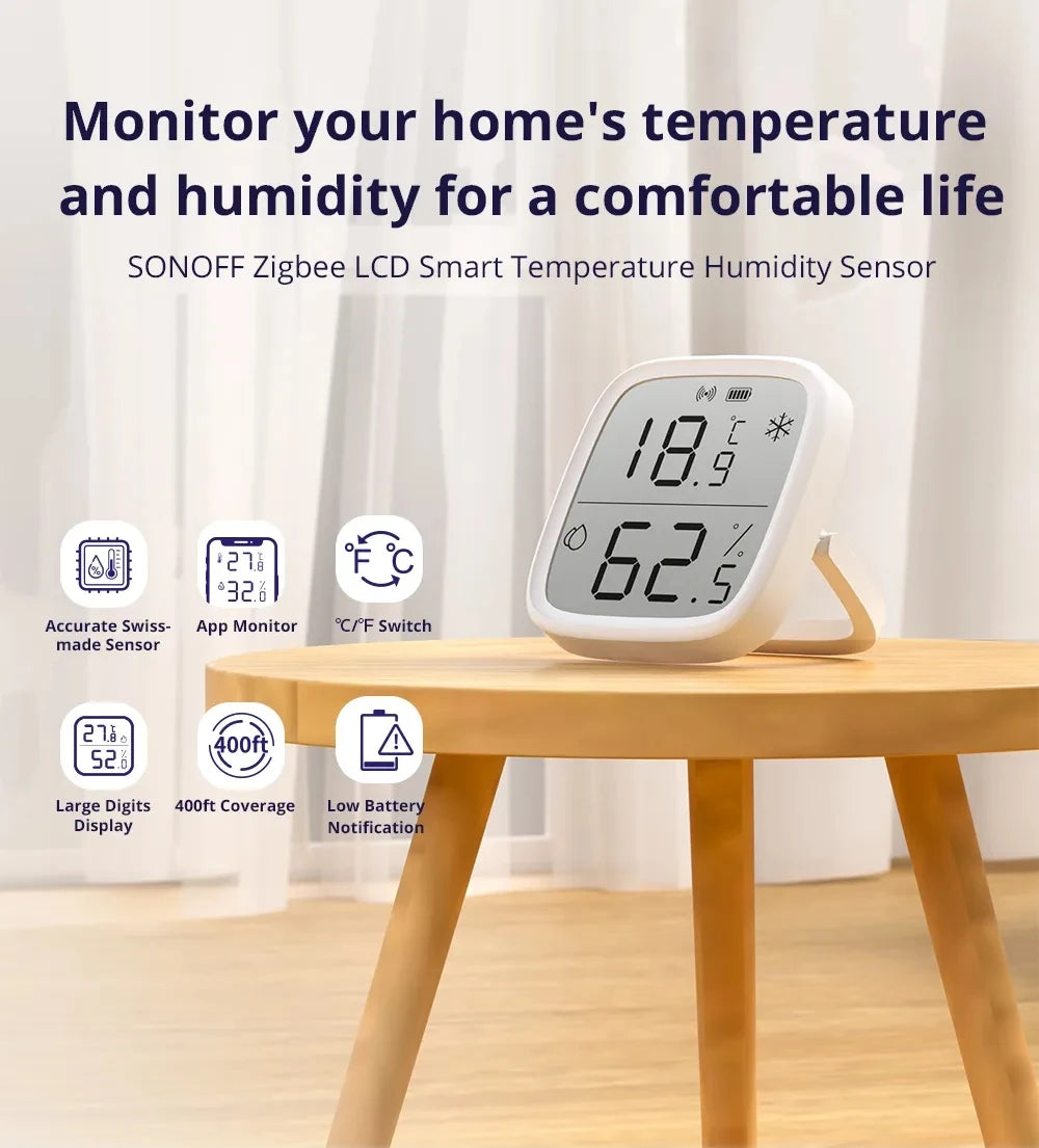 SONOFF SNZB 02D Zigbee Sensore di Umidità di Temperatura SNZB-02D con Schermo LCD per EWeLink SONOFF ZigBee Bridge Alexa Alice