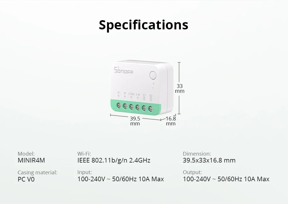 SONOFF MINI R4 Matter MINIR4M Matter Relè Sonoff Mini R4 Extreme Wifi Smart Switch Matter Alice Smart Home Control Alexa Google