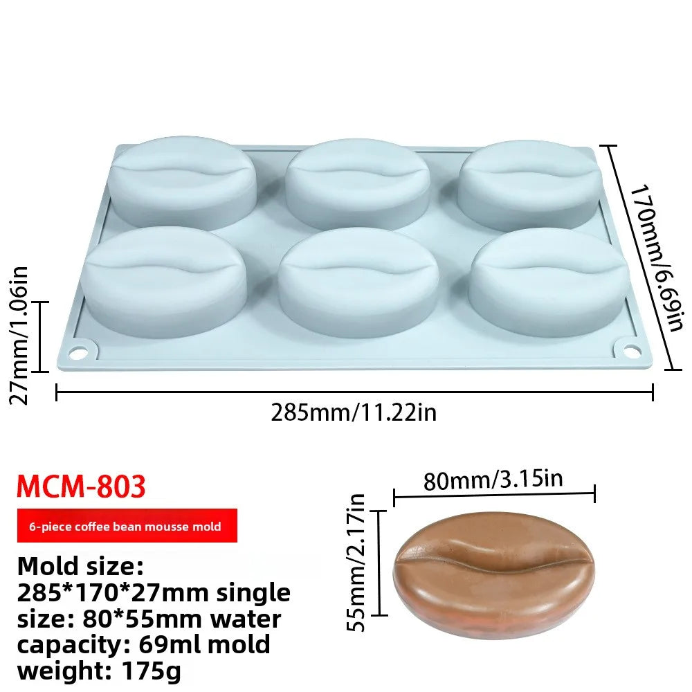 Stampo in Silicone Grande per Mousse di Mandorle/Pistacchi/Pecan/Chicchi di Caffè, Stampo Fai-da-Te per Cioccolato e Gelato, Utensili per Decorazione Torte
