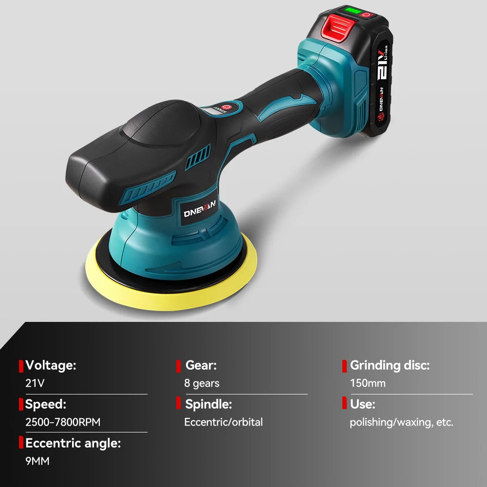 ONEVAN Lucidatrice per auto elettrica 8 marce 7800 giri/min Cordless Auto Car Lucidatura Ceretta Utensile elettrico rotante per Makita 18V Batteria Spille