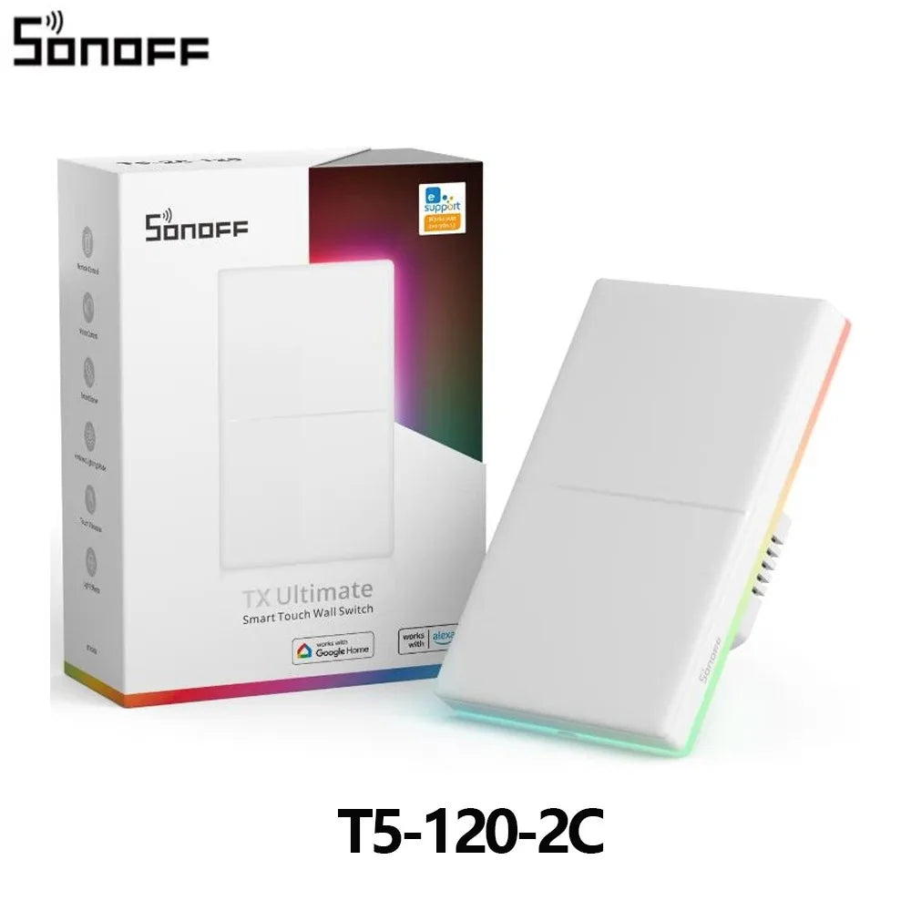 Sonoff TX Ultimate SONOFF T5 86 Interruttore da parete Sonoff Accesso completamente touch Bordo luminoso a LED Telecomando multi-sensorio tramite EWeLink