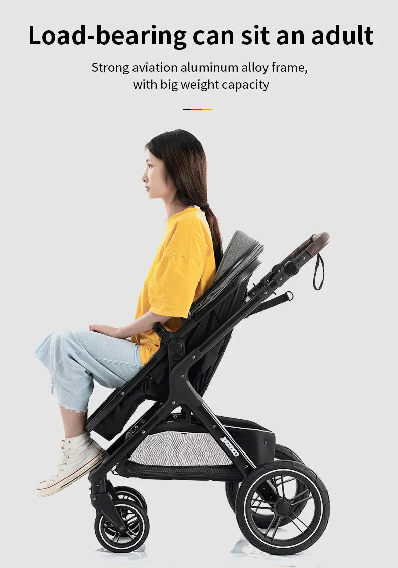 Nuovo passeggino di lusso 3 in 1 carrozzina da viaggio portatile pieghevole carrozzina alta paesaggio telaio in alluminio passeggino neonato