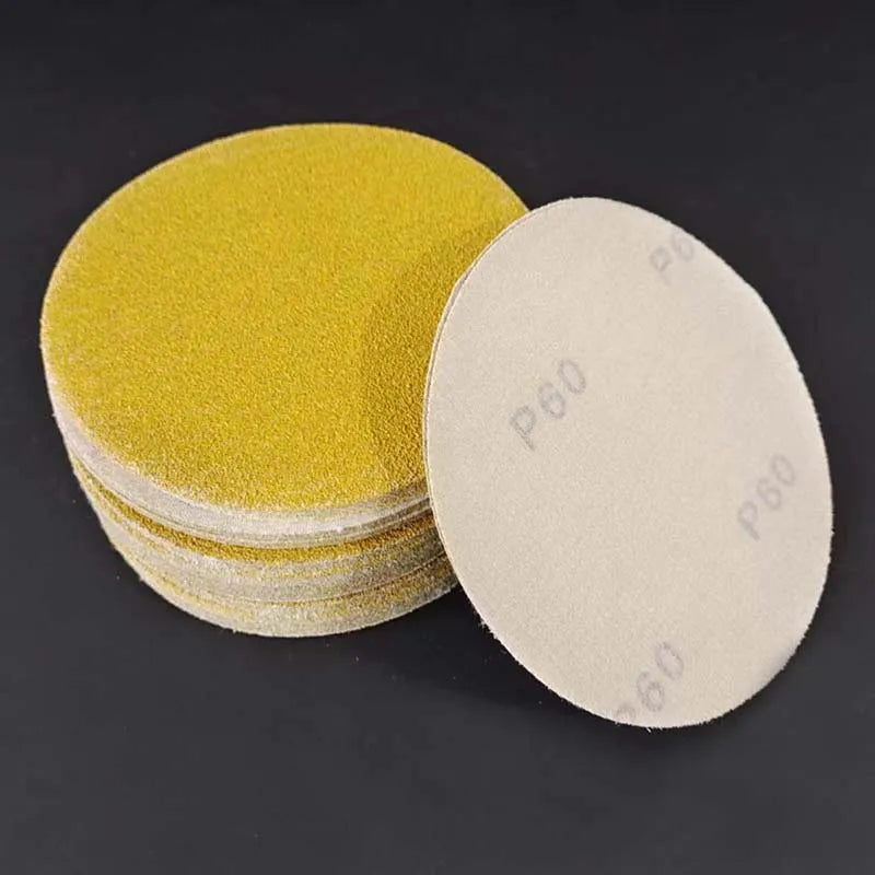 Carta vetrata per molatura a secco da 5 pollici Carta vetrata gialla con disco floccato da 125 mm senza fori per levigare e lucidare