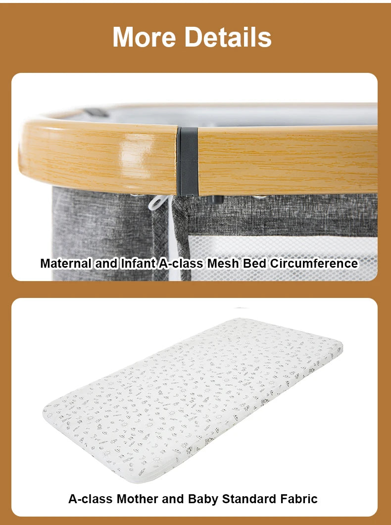 Lettino 3 in 1 Culla Comodino Culla Box per bambini 0-3 anni bambino multifunzione pieghevole e sollevabile Con zanzariera e ruota