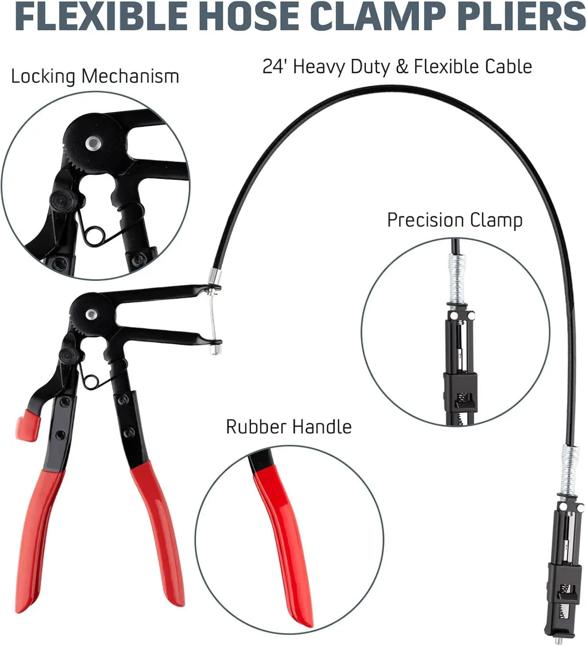 Pinze per fascette stringitubo, set di pinze per fascette stringitubo a lungo portata per filo, set di tubi flessibili per olio combustibile, acqua, strumenti automatici, riscaldatore per radiatore refrigerante e tubo dell'ac