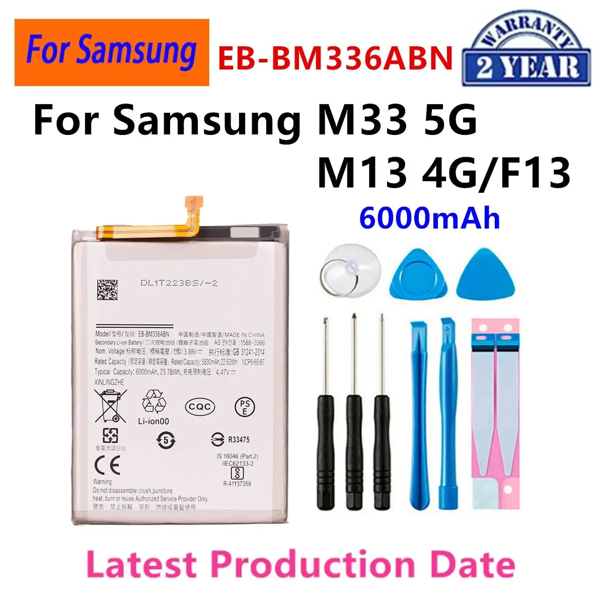 Batteria HQ-S71 EB-BM146ABY EB-BM526ABY per Samsung Galaxy M11 M54 F54 M33 M13 Galaxy M51 M56 M52 M32 M15 M35 F15 5G