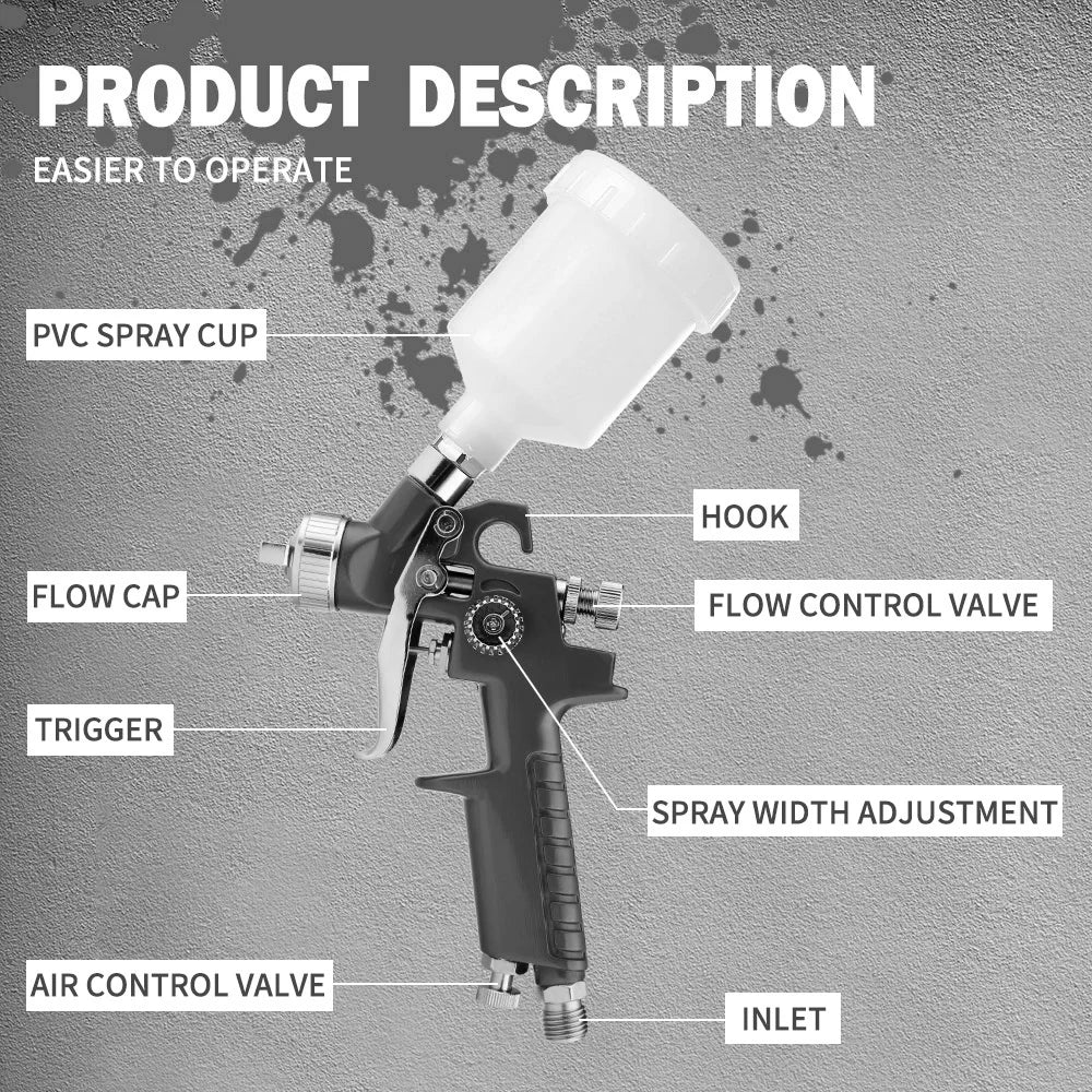 Mini pistola a spruzzo HVLP H2000 con serbatoio da 125 ml