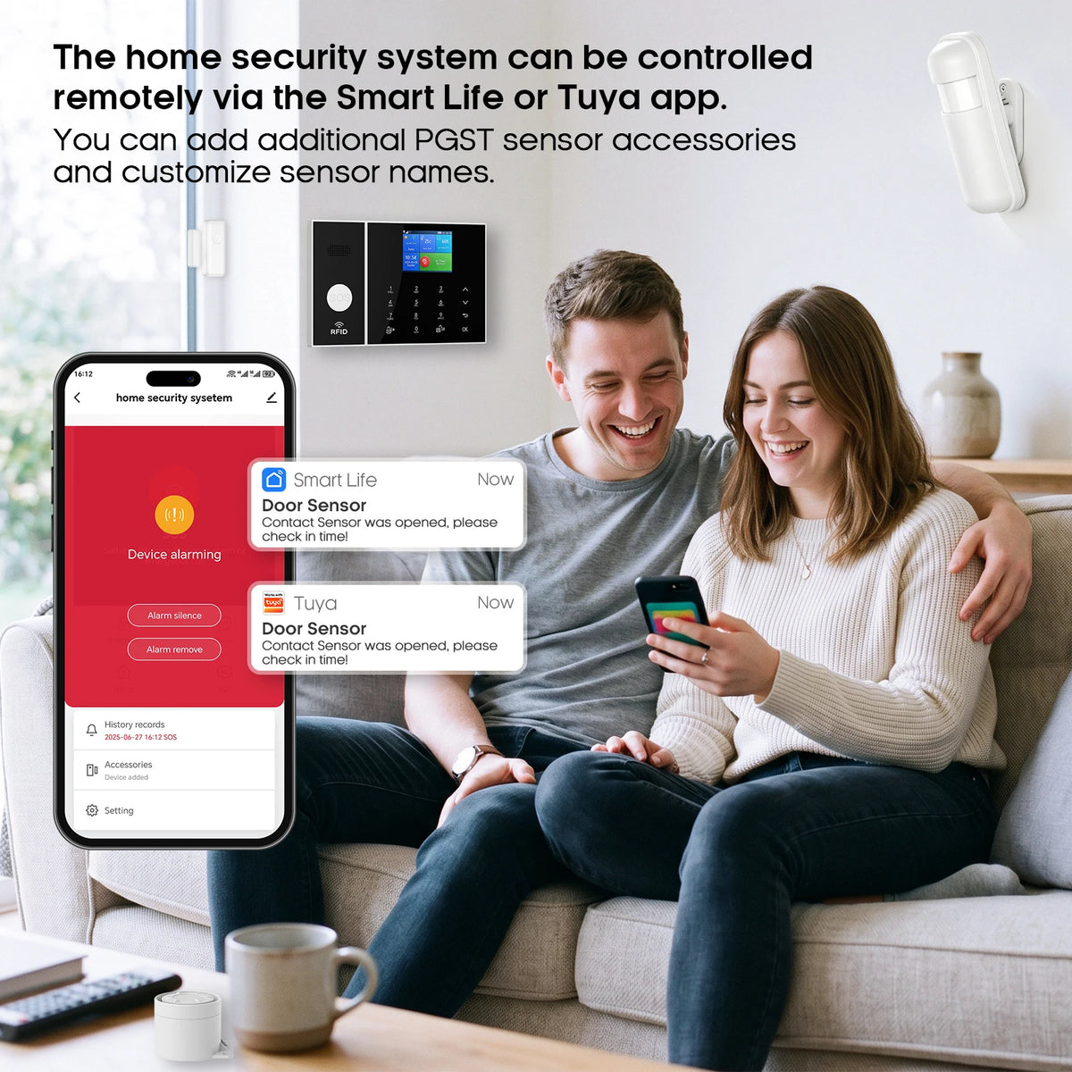 Sistema di allarme PGST Tuya WiFi 4G GSM, allarme antifurto, sensore di movimento, sensore per porte e finestre per la sicurezza domestica e la vita intelligente.