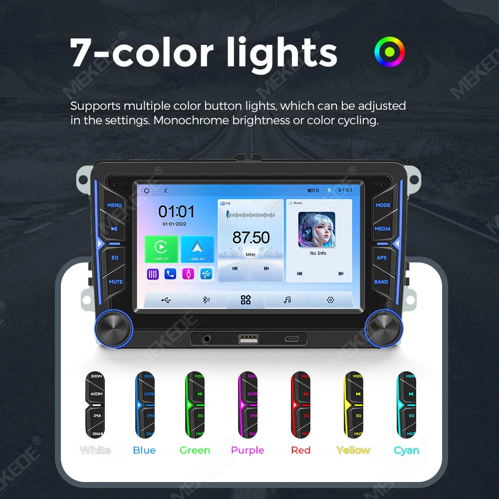 MEKEDE Sistema Multimediale con Navigazione GPS, CarPlay Wireless e Android Auto da 7/9 pollici per Volkswagen Passat B6 B7 Golf 5 6 Polo CC T5 SEAT Altea Toledo Leon Skoda Combi Yeti Superb