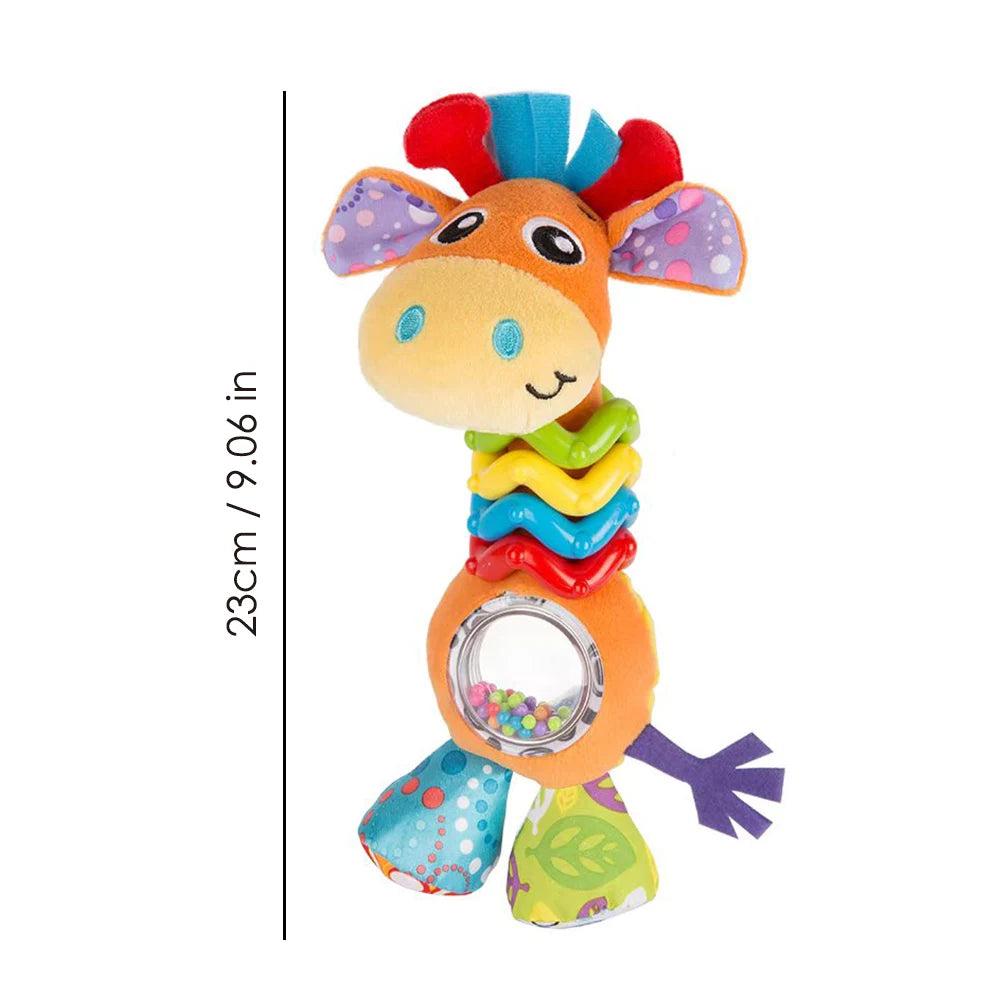 Giocattolo Sonaglio per Neonati a Forma di Giraffa, Morbido e Sensoriale, Giocattolo Educativo per lo Sviluppo Precoce, Regalo per Neonati da 0 a 12 Mesi