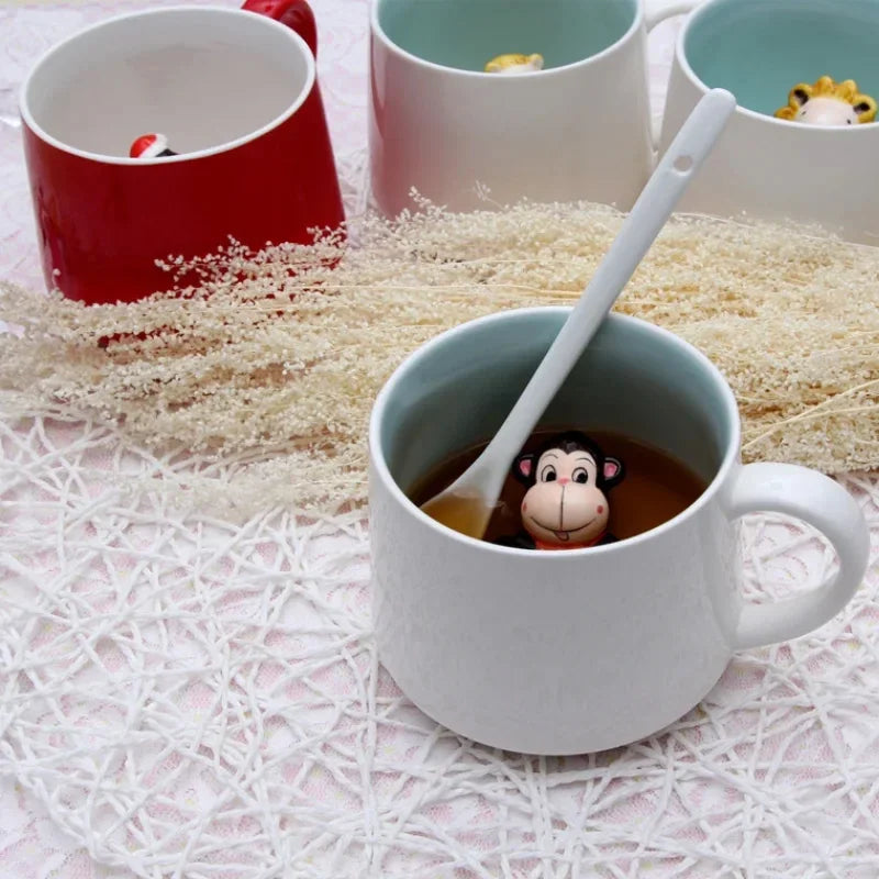 Tazze in ceramica da 400 ml Creativo simpatico cartone animato Stereo Animale Tazze da caffè al latte Coppia tazze di acqua potabile per la casa