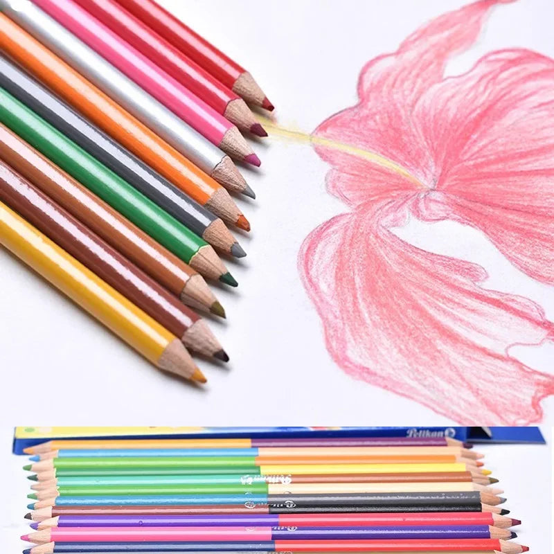 Matite a doppia testa da 24 colori per bambini Disegno professionale Schizzi e arte pastello Materiale scolastico premium per studenti