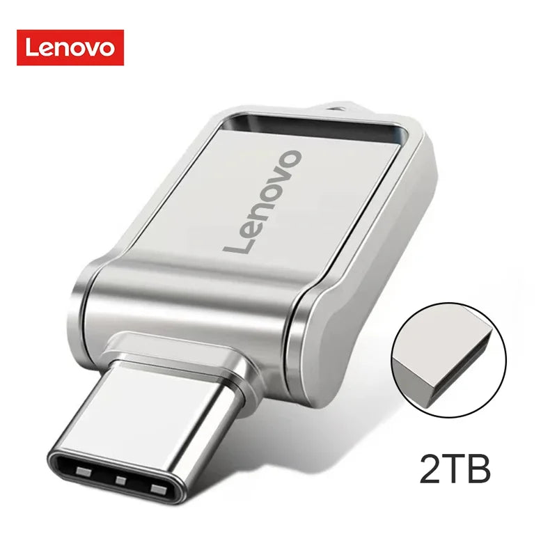 Lenovo Mini, chiavetta USB 3.0 ad alta velocità, in metallo, con interfaccia doppia, capacità 1 TB, 512 GB, 256 GB, adatta per dispositivi Android e laptop.