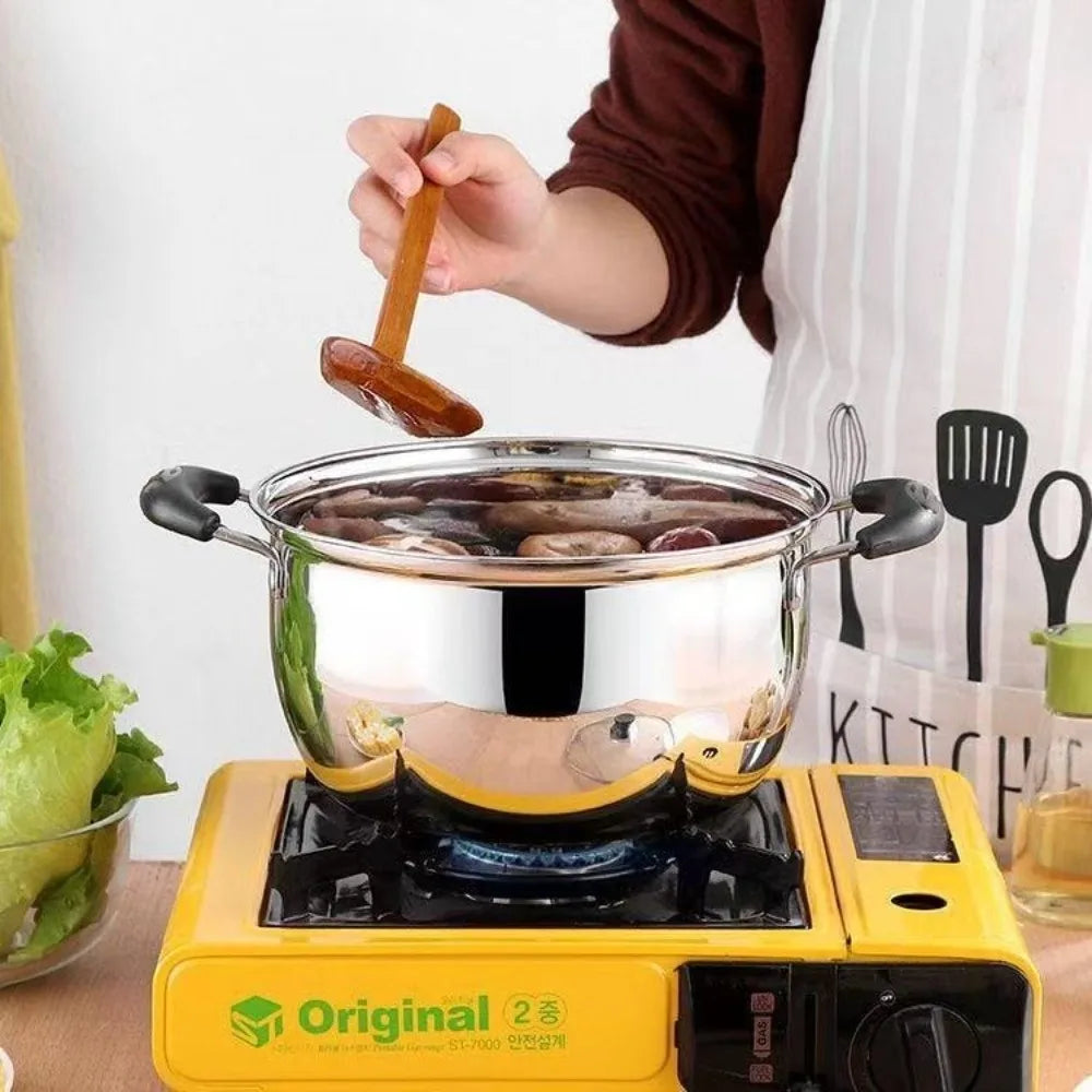 Pentola Profonda in Acciaio Inox con Doppio Manico e Coperchio, Pentola per Zuppa Antiaderente 18/20/22/24cm Utensili da Cucina e Strumenti per Cucinare