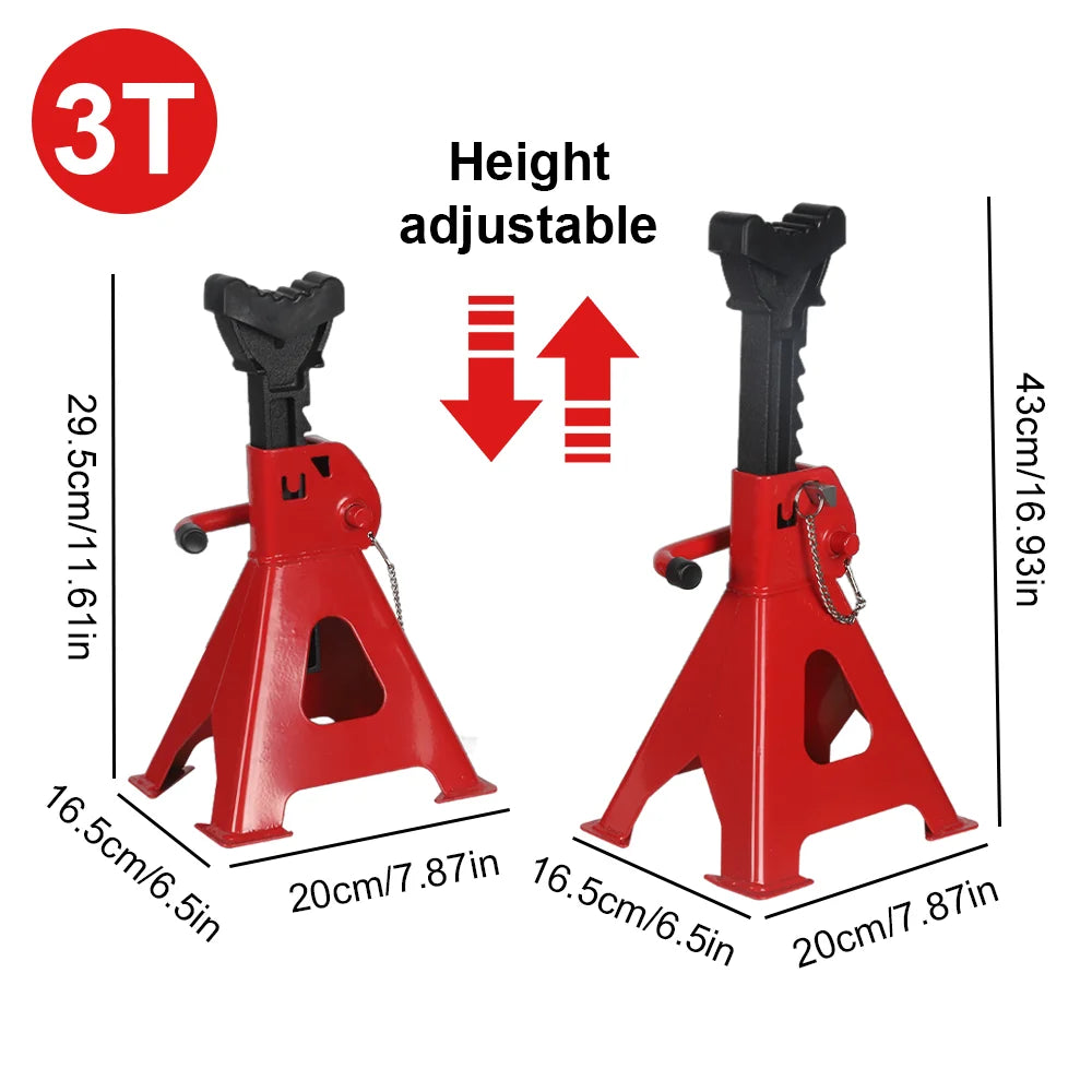 2 pezzi Supporto per Assale 3T per Carichi Pesanti in Acciaio Regolabile con Perno di Bloccaggio, Kit di Sicurezza per Riparazione Pneumatici, Strumenti per Manutenzione Auto