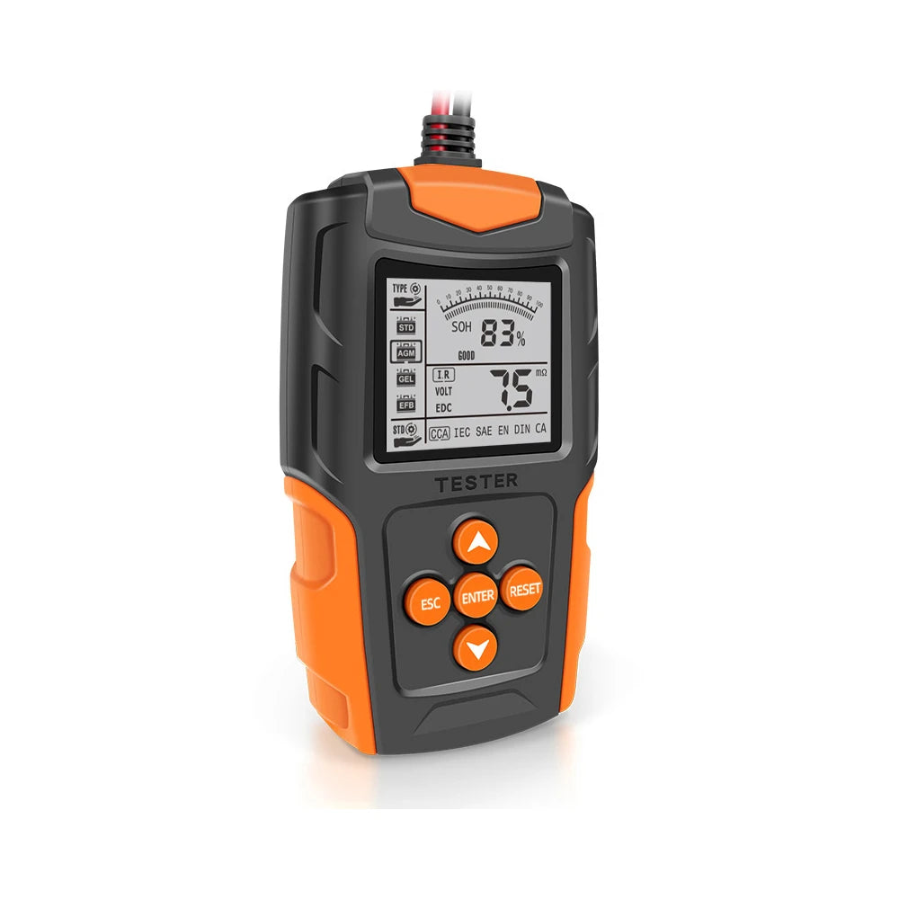 Tester Batteria Auto Podofo 12V 24V LCD Digitale, Analizzatore di Avviamento e Ricarica Veicoli, Strumento di Test per Rilevare Resistenza Interna IR, Tensione, Corrente di Scarica, Capacità, SOH, Durata per Auto, Moto, Cami