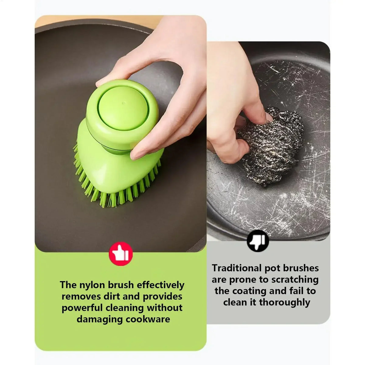 Spazzola per piatti con erogatore di sapone 2 in 1, dotata di spazzola integrata per la pulizia di pentole, padelle e lavelli, fornita con supporto da parete, strumento per la pulizia della cucina.