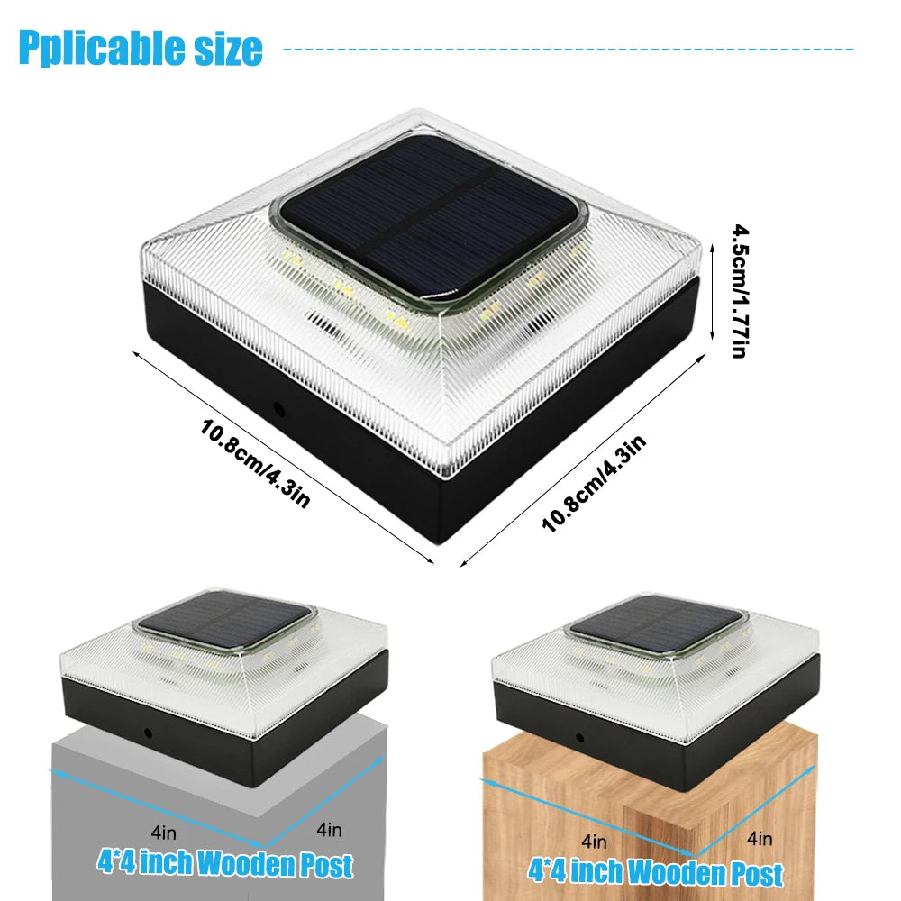 Luci solari per pali da bancaria 3 modalità di illuminazione Luci per pali per recinzione da ponte adatte per pali in vinile in legno 4x4 per decorare il portico del patio