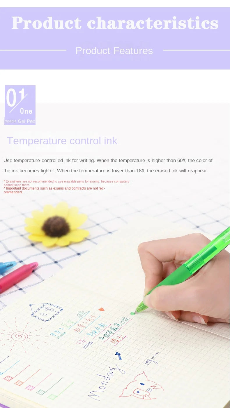 0.7mm Penna Cancellabile Magica Presse Penna Gel Set 8 Colori Cancellabile Asta di Ricarica Inchiostro Gel Cancelleria Penne Retrattili Maniglia Lavabile Asta